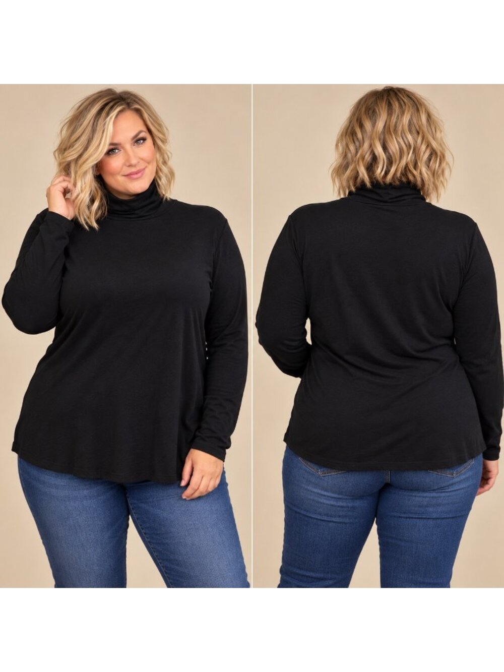 Time and Tru Womens Turtleneck Sweater XXXL Black Stretch Pullover 3X